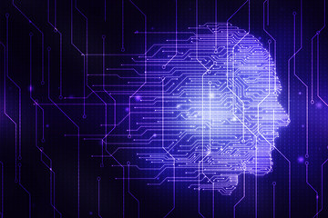 2d illustration digital Artificial mind concept