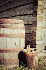 Wooden Barrel and Pail