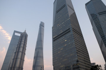 Fototapeta na wymiar Shanghai world financial center skyscrapers 