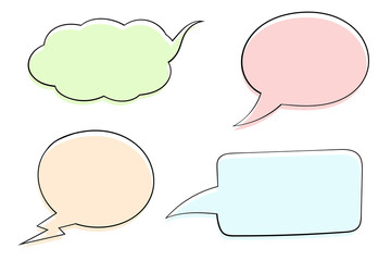 Speech bubbles. Colored set of hand drawn sketch icons