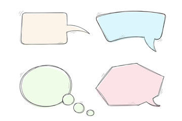 Speech bubbles. Colored set of hand drawn sketch icons