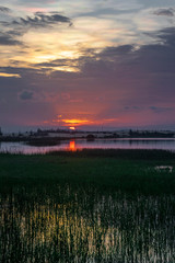 sunset over the river with rice paddy Da Nang, Vietnam, Asia