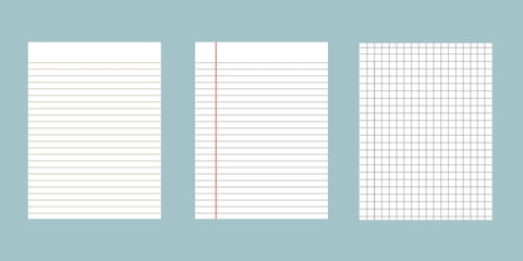 Set of notebook paper background.