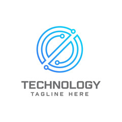 O technology  logo design template vector