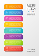 Business infograph with 8 steps. Colourful vertical diagram. Vector