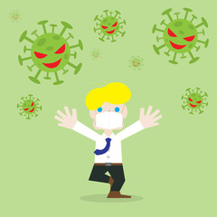 Mr. salaryman fear covid-19 or corona virus.