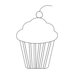 Cupcake with whipped cream and cherry berries. vector illustration.