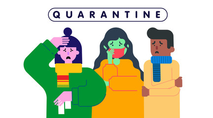 People who are quarantined because of the coronavirus pandemic illustration vector