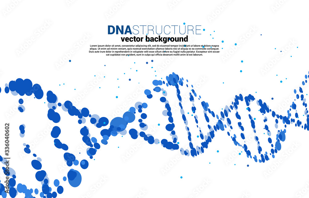 Poster vector DNA genetic structure from dot random. background concept for biotechnology and biology scientific.