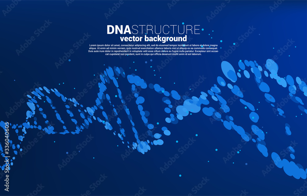 Poster vector DNA genetic structure from dot random. background concept for biotechnology and biology scientific.