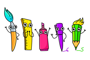 Concept of education. School background with hand drawn school supplies