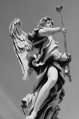 Angel in Rome. Black and white retro style.