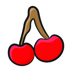 Doodle icon of cherries, healthy diet 