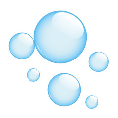 shiny blue soap bubbles isolated on white background vector illustration EPS10
