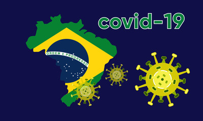 Illustration vector graphic of Alert corona virus outbreak with Brazil map in the background. Map of Brazil with deadly corona virus. Dangerous chinese ncov corona virus. Vector EPS10.
