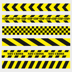 not cross, dangerous places on the road, black and yellow ribbons