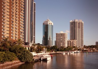 Fototapeta na wymiar Australia - Brisbane. Retro filtered color style.