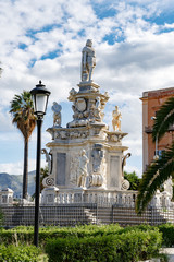 Fototapeta na wymiar Marble monument to King of Spain and Portugal, Philip IV Habsburg, Villa Bonnano