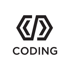 Obraz premium coding logo design template