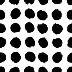 Vector illustration of a seamless black dotted with rounded spots with grunge effect isolated on white background. Stock illustration. Can print on paper or fabric.