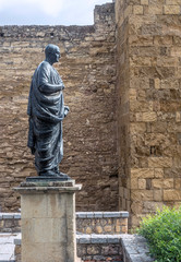 Statue of Lucio Anneo Seneca near the Puerta de Almodovar, Cordoba, Andalucia, Spain