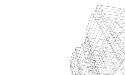 Vector wire-frame model of a multi-storey building