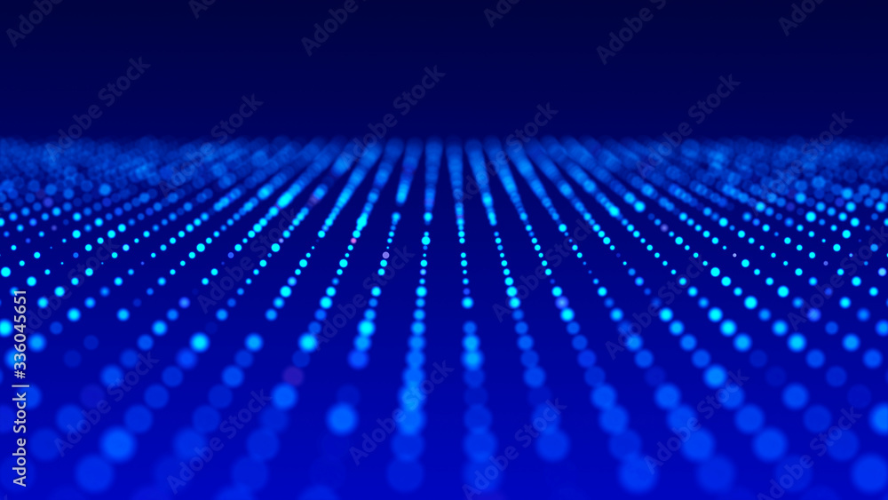 Aufkleber Big data visualization 3D. Technology wave. Analytics representation. Digital background. 3d rendering.
