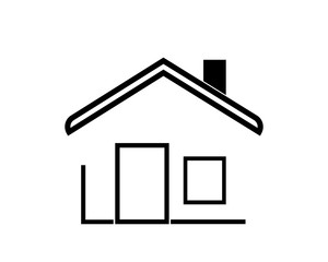 Flat black home (roof and window) icon Vector Illustration