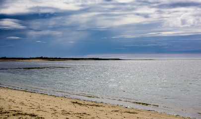 Beautiful sandy Iceland coast seascape