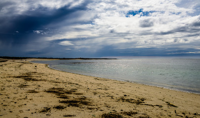 Beautiful sandy Iceland coast seascape