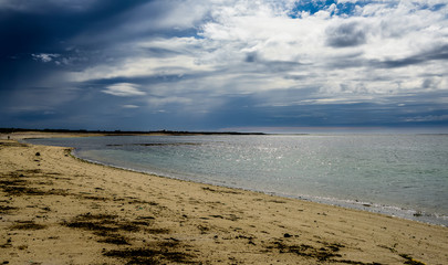 Beautiful sandy Iceland coast seascape