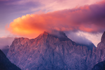 Fototapeta na wymiar Triglav mountain peak at sunrise