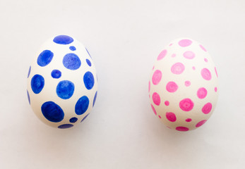 painted eggs for easter, boy or girl, expectation, close-up, preparation for the holiday, easter traditions
