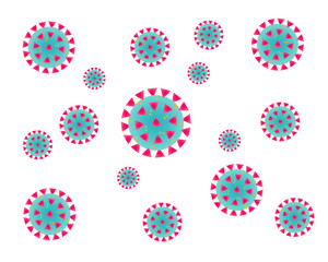 Coronavirus pattern icon. Red corona virus disease symbol. Influenza epidemic wallpaper background texture logo. Sars covid-19 sign. Isolated on white background. Vector illustration image.