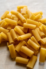 Uncooked Rigatoni pasta