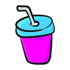 Hand drawn vector design of takeaway drink icon.