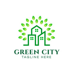 green city logo design template vector
