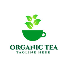 organic tea logo design template vector