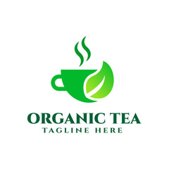 organic tea logo design template vector