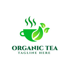 organic tea logo design template vector