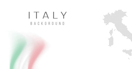 Italy country map backgraund made from halftone dot pattern, Flag colors. Vector illustration isolated on white background