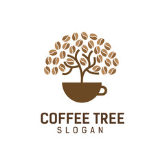 coffee tree logo design template vector
