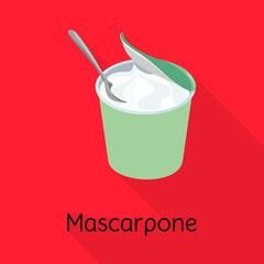 Vector illustration of mascarpone and cheese symbol. Graphic of mascarpone and meal stock symbol for web.