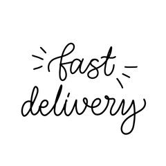 Vector lettering illustration of Fast delivery. Words isolated on white backdrop. Concept of online shopping, food delivery, clothing store, support service, customer care. Design for social media.
