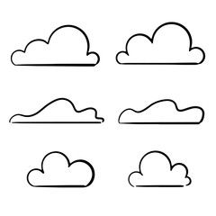 set of hand-drawn clouds