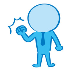 ガッツポーズ　人物　青