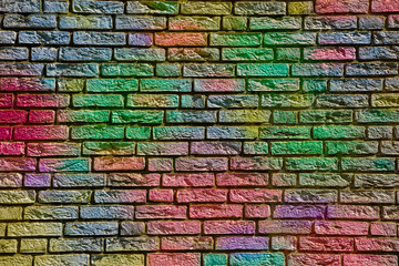 Colorful brick wall background