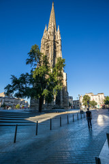 Fototapeta na wymiar Saint-Michel famous Basicila and its spire in Bordeaux
