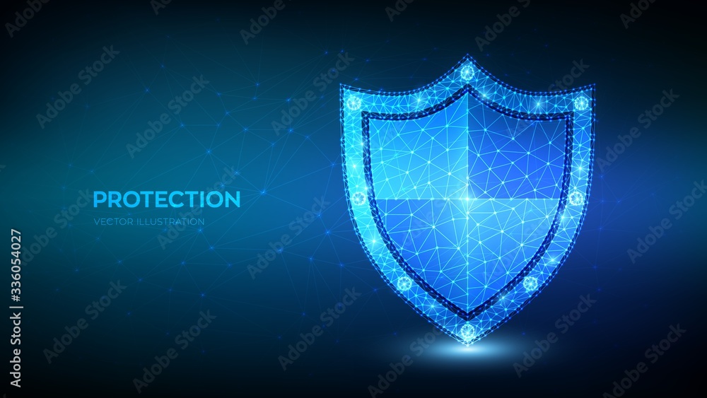 Poster security shield. protection or safe business concept. cyber security and information or network safe
