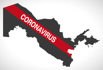 Fototapeta premium Uzbekistan map with Coronavirus warning illustration